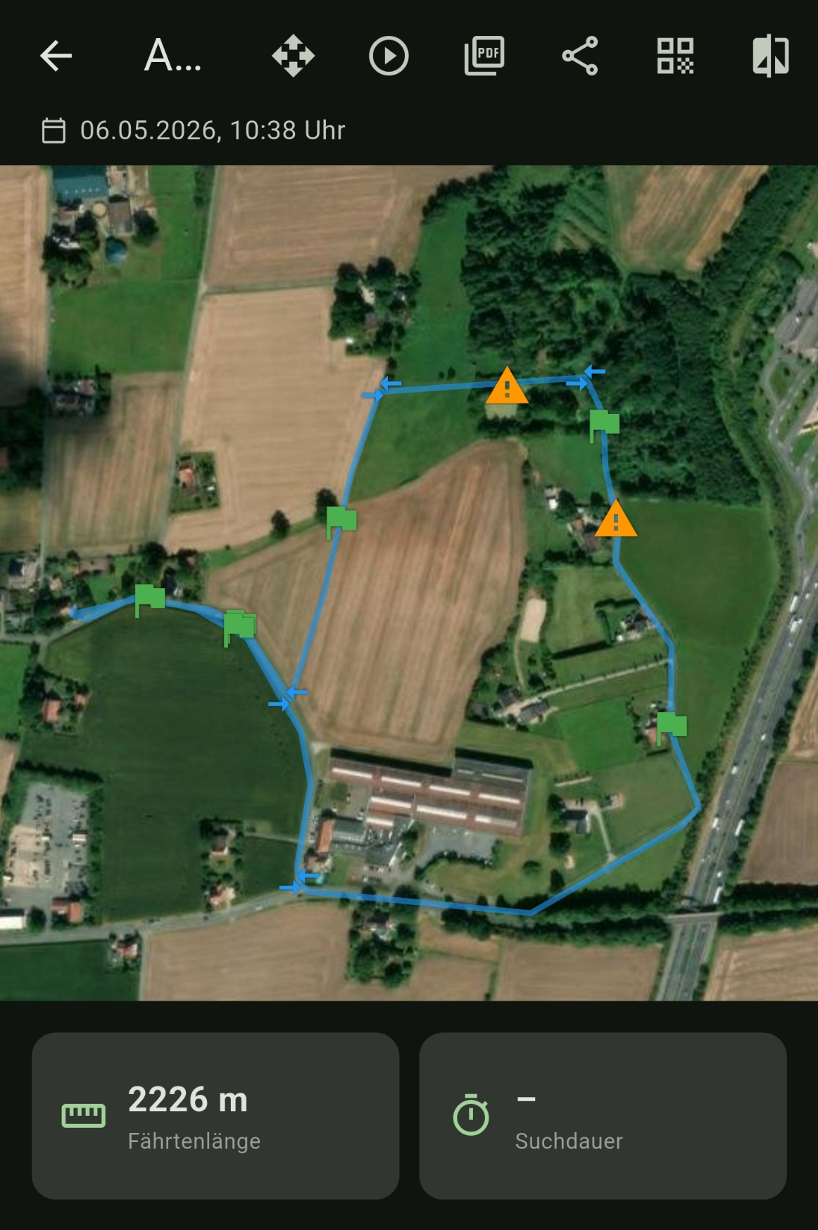 TrackMaster IGP App – Fährtenanalyse mit Heatmap und GPS-Spur